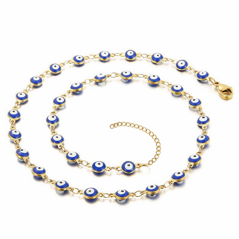 Wholesale 18K Stainless Steel Bohemian Color Block Necklace OLY-NE-ZY003