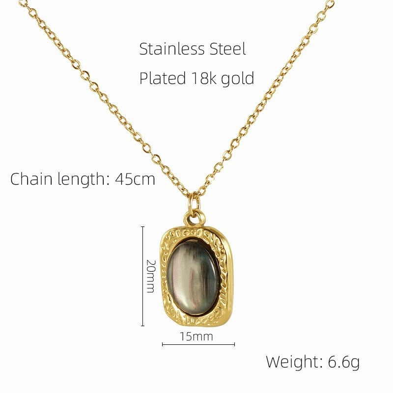 Wholesale 18K Titanium Steel Gemstone Necklace Clavicle Chain