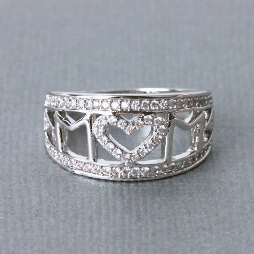 Wholesale 18k white gold plated diamond heart shaped ring