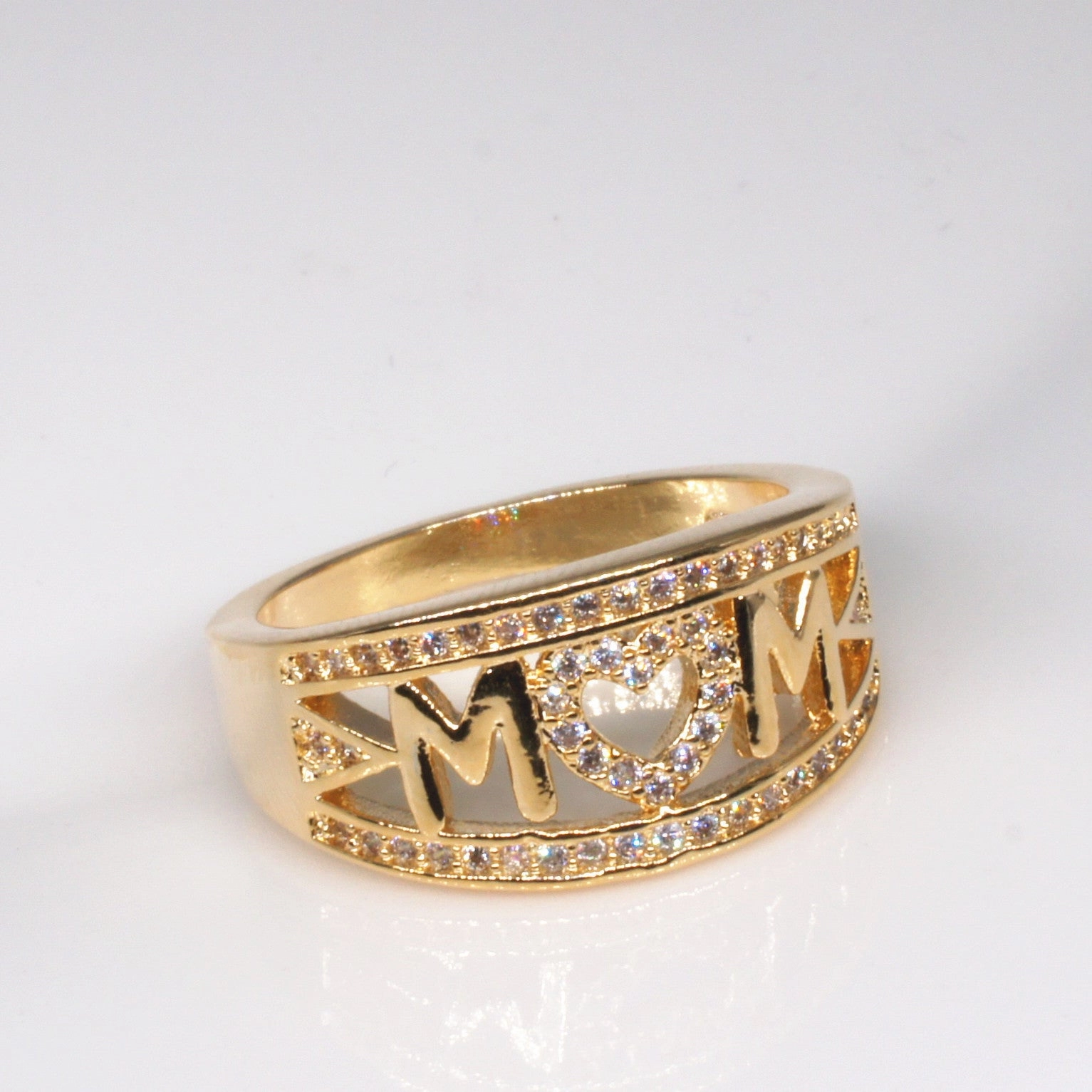 Wholesale 18k white gold plated diamond heart shaped ring