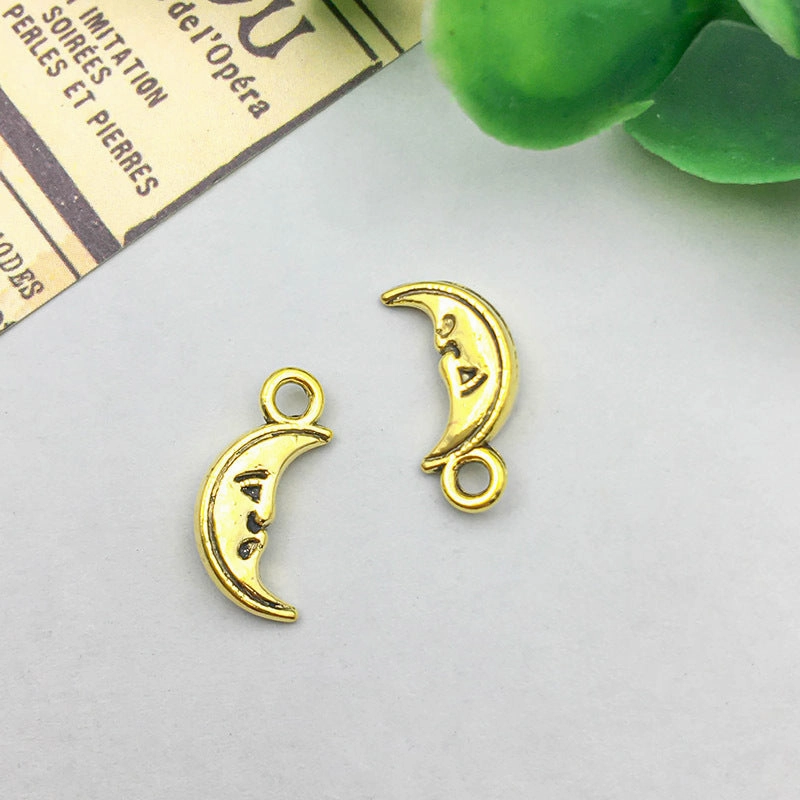 Wholesale 1 Antique Gold Alloy Simulation Sun, Moon, Stars DIY Pendant