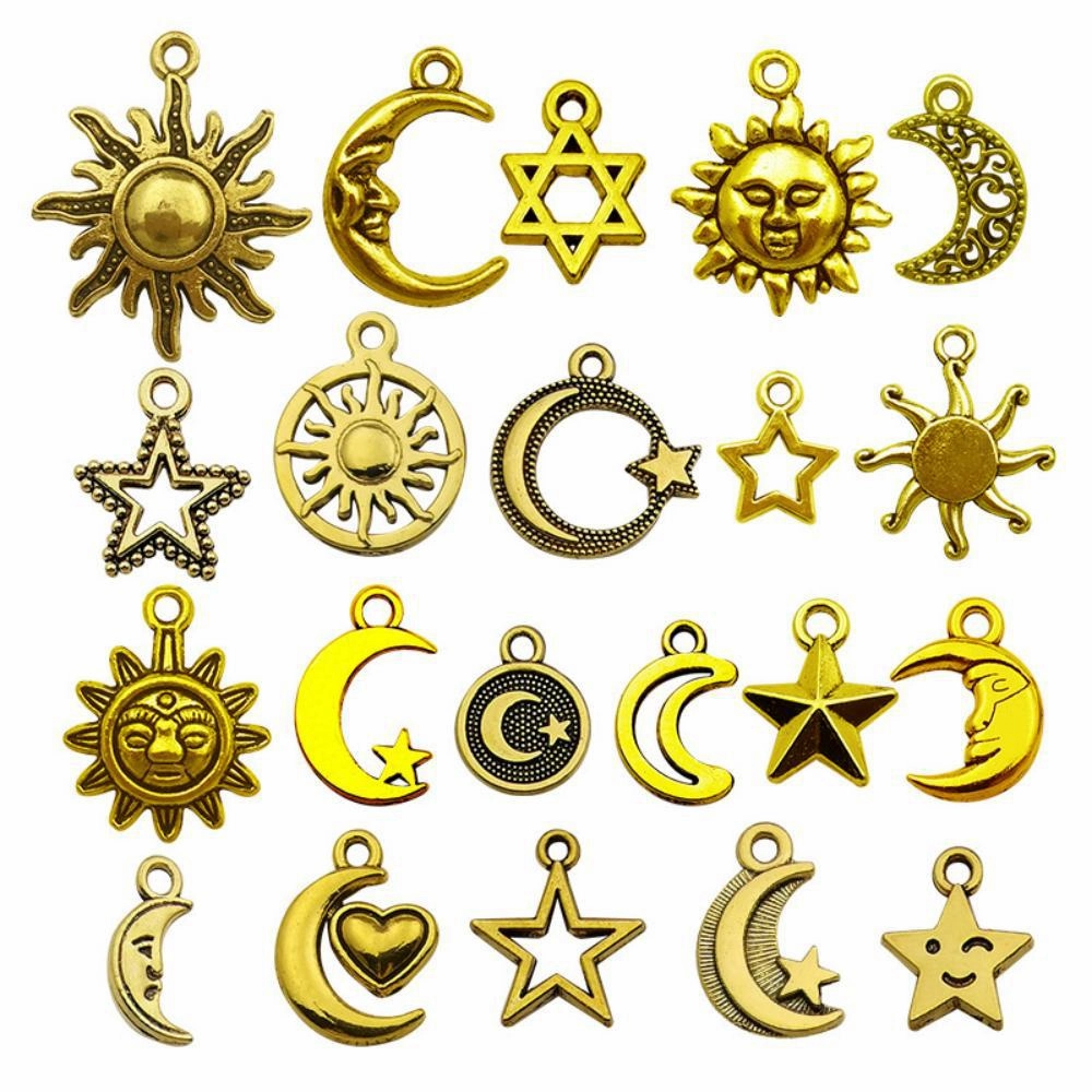 Wholesale 1 Antique Gold Alloy Simulation Sun, Moon, Stars DIY Pendant