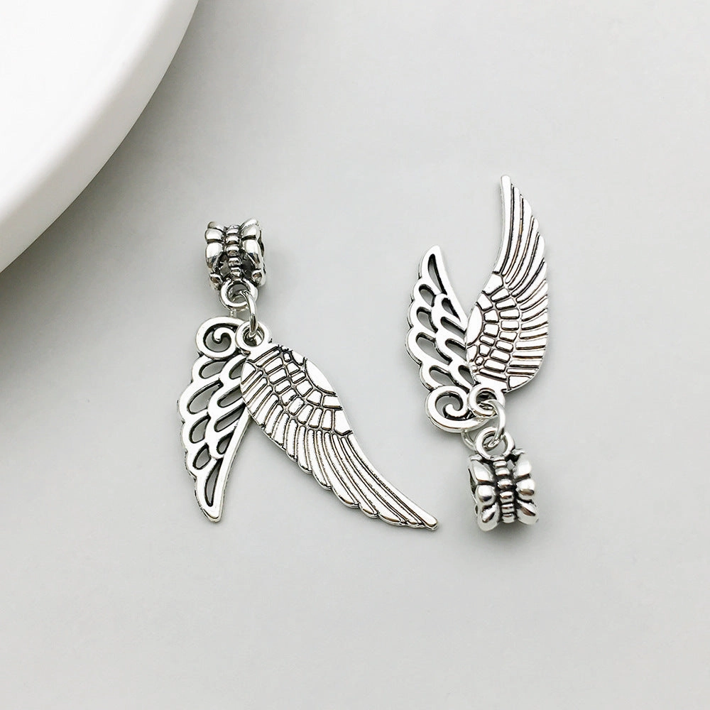 Wholesale 1 Antique Silver Alloy Simulation Maple Leaf High Heels Series Large Hole Bead DIY Pendant