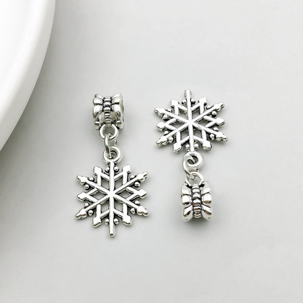 Wholesale 1 Antique Silver Alloy Simulation Maple Leaf High Heels Series Large Hole Bead DIY Pendant