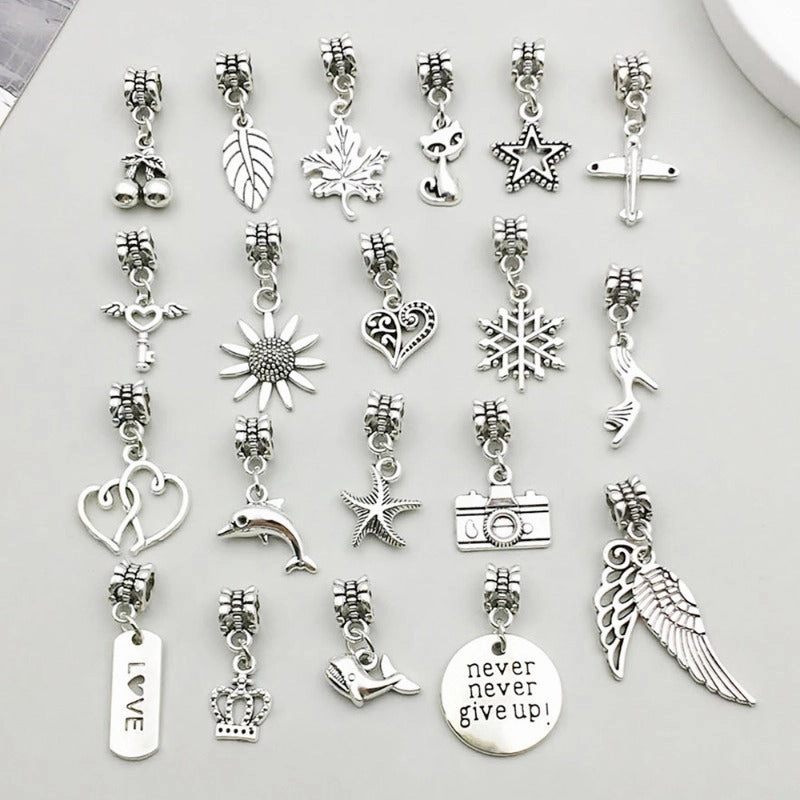 Wholesale 1 Antique Silver Alloy Simulation Maple Leaf High Heels Series Large Hole Bead DIY Pendant