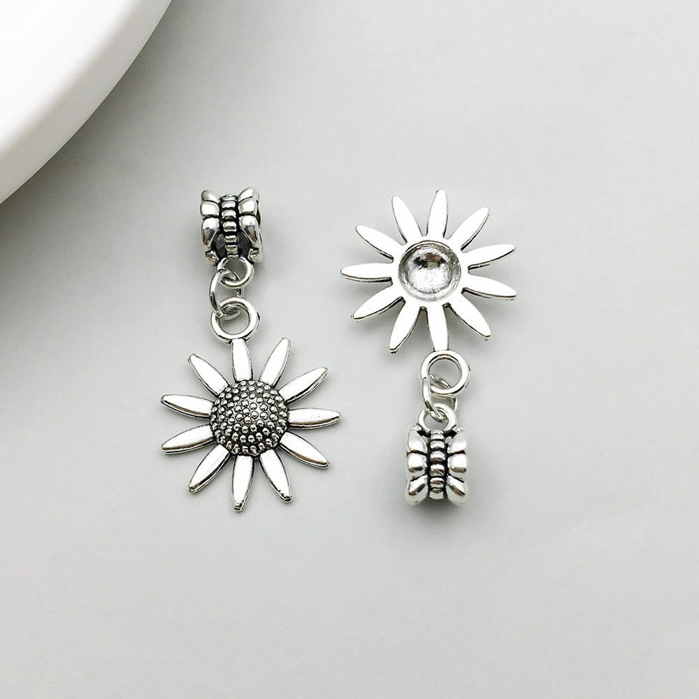 Wholesale 1 Antique Silver Alloy Simulation Maple Leaf High Heels Series Large Hole Bead DIY Pendant