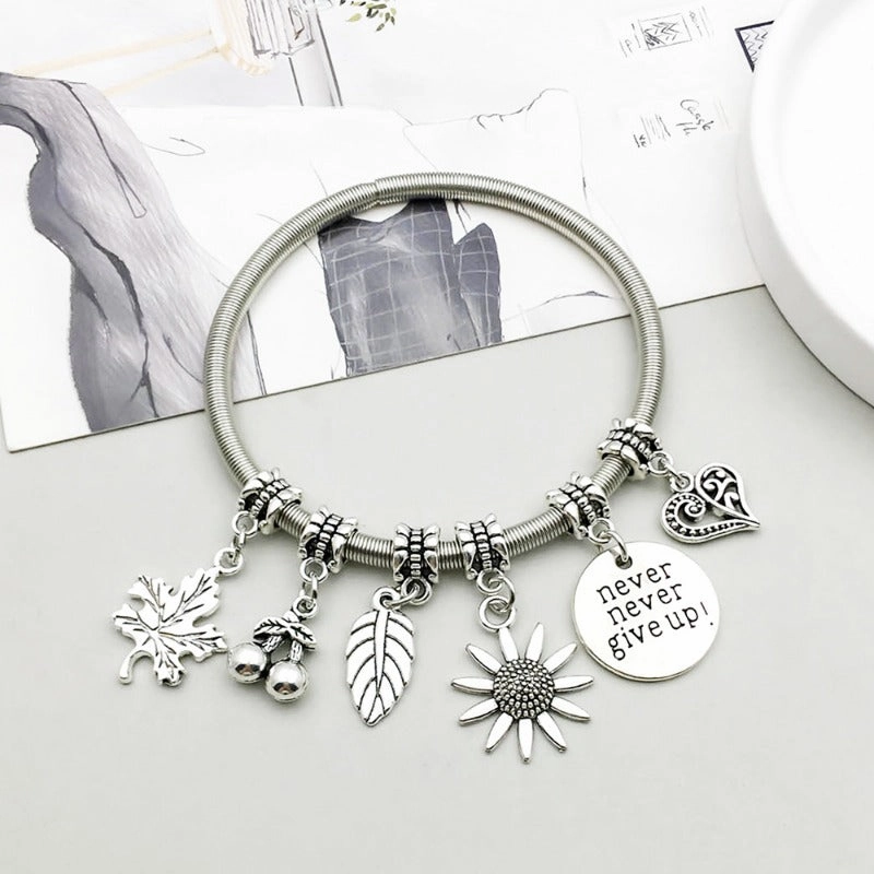 Wholesale 1 Antique Silver Alloy Simulation Maple Leaf High Heels Series Large Hole Bead DIY Pendant
