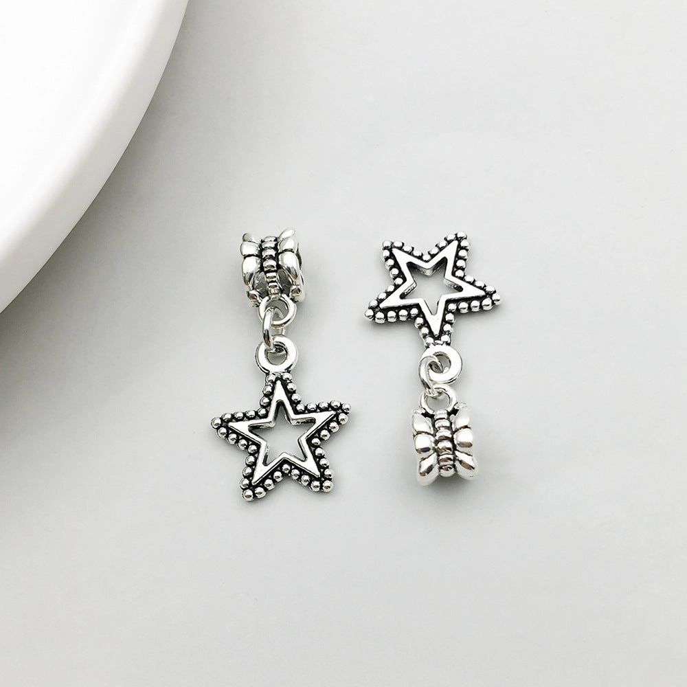 Wholesale 1 Antique Silver Alloy Simulation Maple Leaf High Heels Series Large Hole Bead DIY Pendant