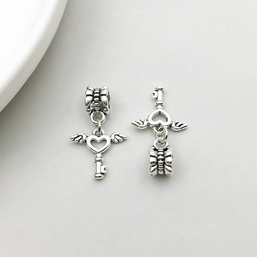 Wholesale 1 Antique Silver Alloy Simulation Maple Leaf High Heels Series Large Hole Bead DIY Pendant