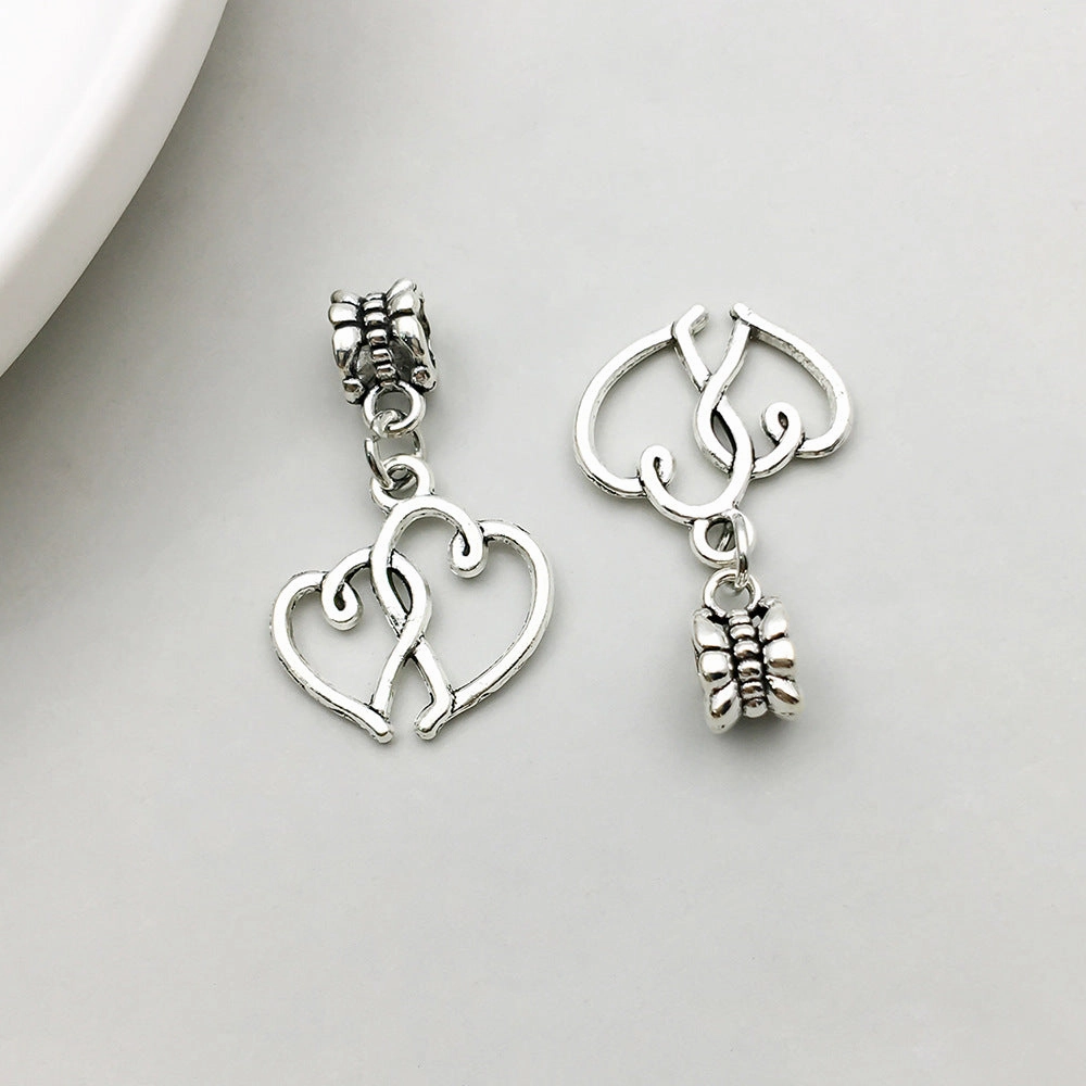 Wholesale 1 Antique Silver Alloy Simulation Maple Leaf High Heels Series Large Hole Bead DIY Pendant