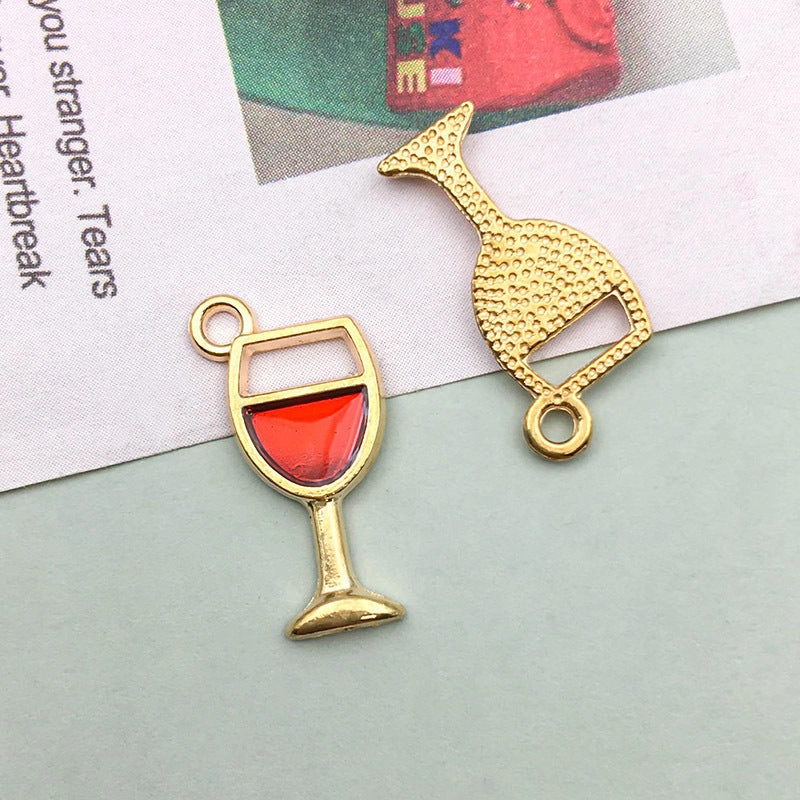 Wholesale 1 Drop Oil Alloy Red Simulated Lipstick Bow DIY Pendant