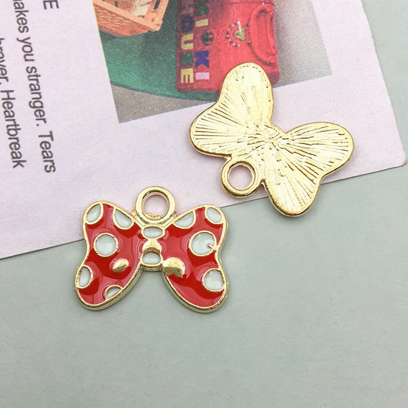 Wholesale 1 Drop Oil Alloy Red Simulated Lipstick Bow DIY Pendant