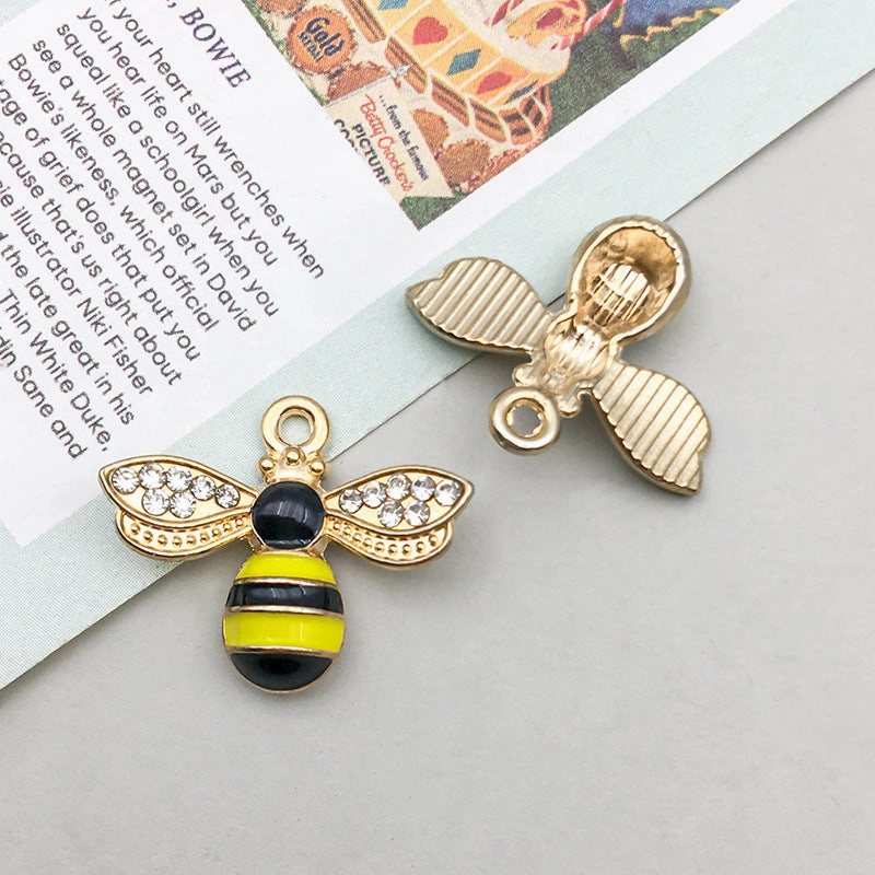 Wholesale 1 Drop Oil Alloy Yellow Simulation Cute Cartoon Bee Hive Pendant DIY Pendant