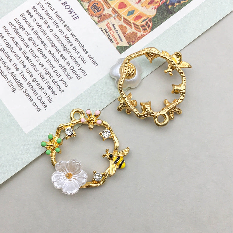 Wholesale 1 Drop Oil Alloy Yellow Simulation Cute Cartoon Bee Hive Pendant DIY Pendant