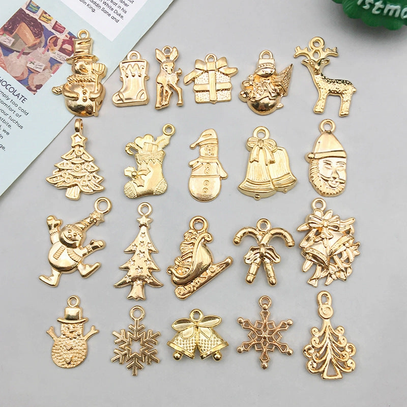 Wholesale 1 KC Gold Alloy Christmas Series Simulation Santa Claus Snowflake DIY Pendant
