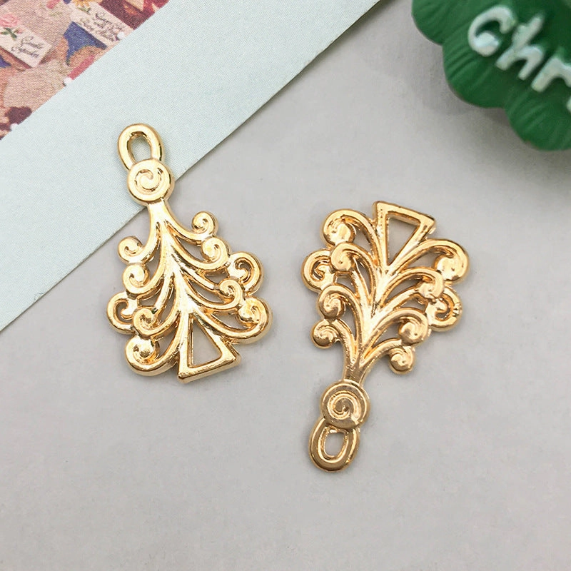 Wholesale 1 KC Gold Alloy Christmas Series Simulation Santa Claus Snowflake DIY Pendant