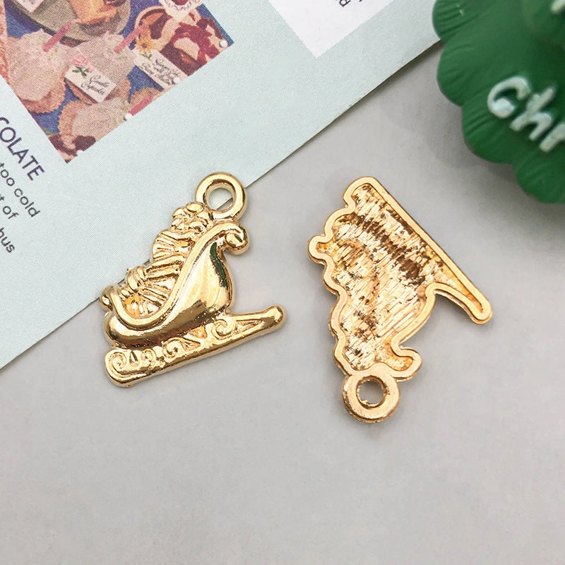 Wholesale 1 KC Gold Alloy Christmas Series Simulation Santa Claus Snowflake DIY Pendant