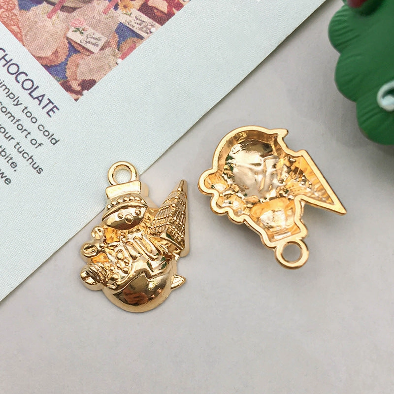 Wholesale 1 KC Gold Alloy Christmas Series Simulation Santa Claus Snowflake DIY Pendant