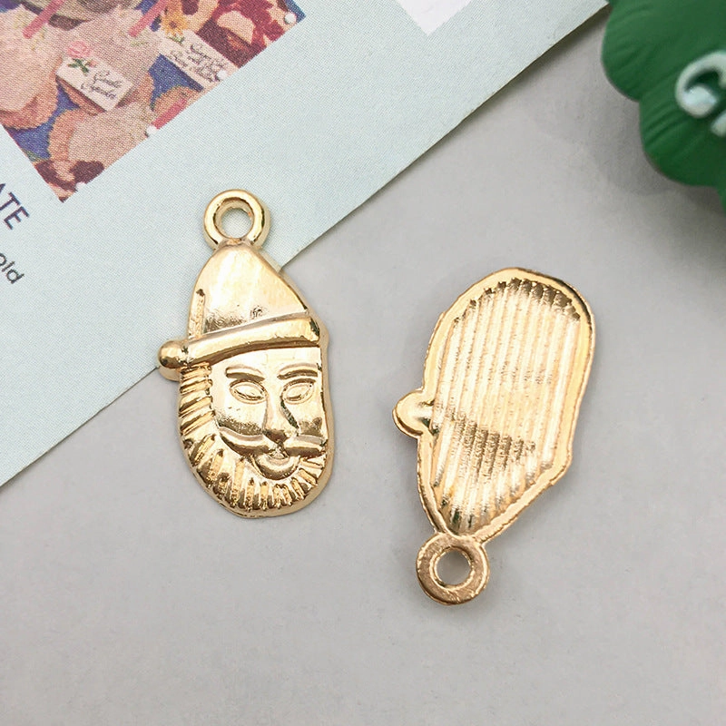 Wholesale 1 KC Gold Alloy Christmas Series Simulation Santa Claus Snowflake DIY Pendant