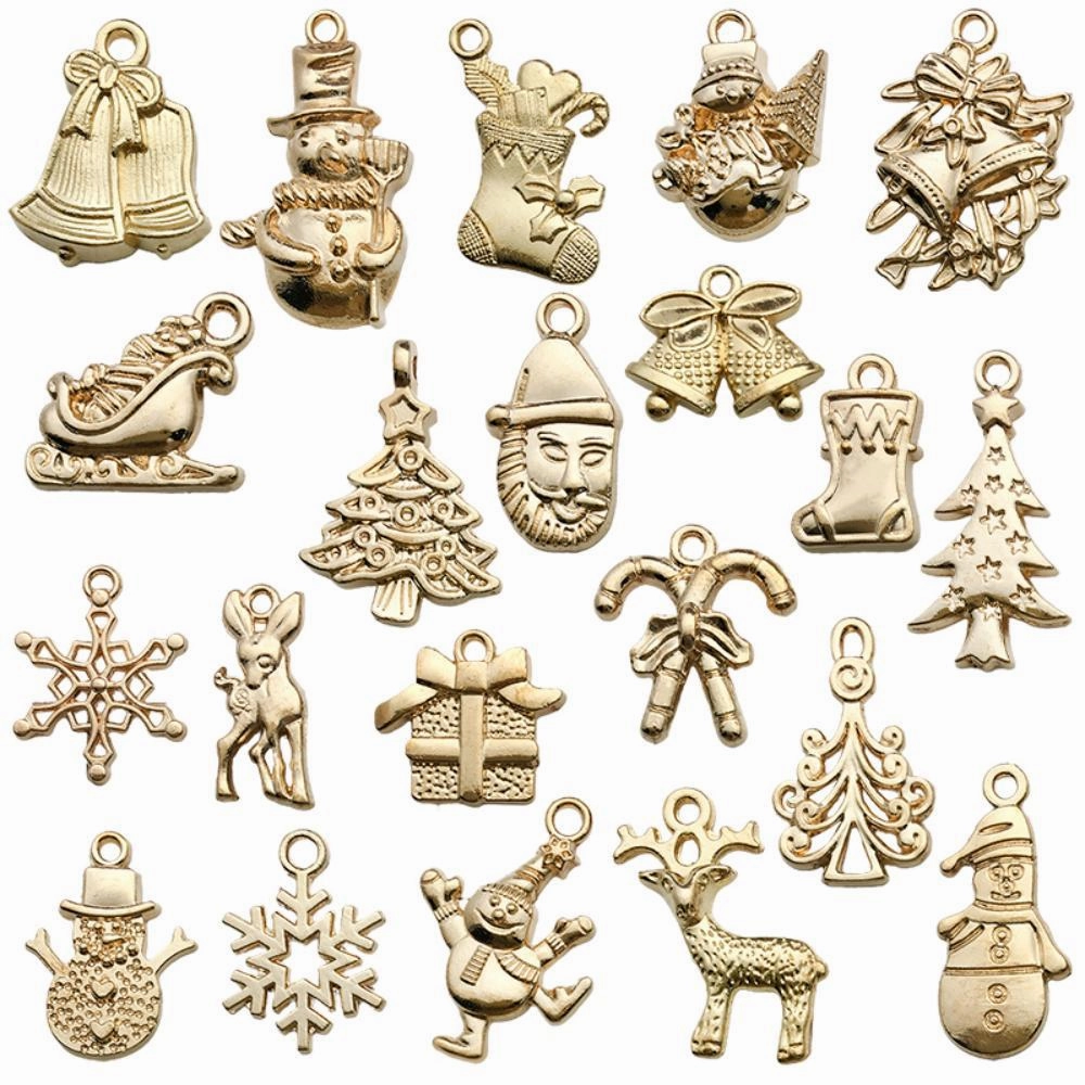 Wholesale 1 KC Gold Alloy Christmas Series Simulation Santa Claus Snowflake DIY Pendant