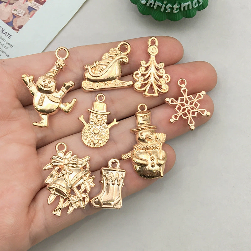 Wholesale 1 KC Gold Alloy Christmas Series Simulation Santa Claus Snowflake DIY Pendant