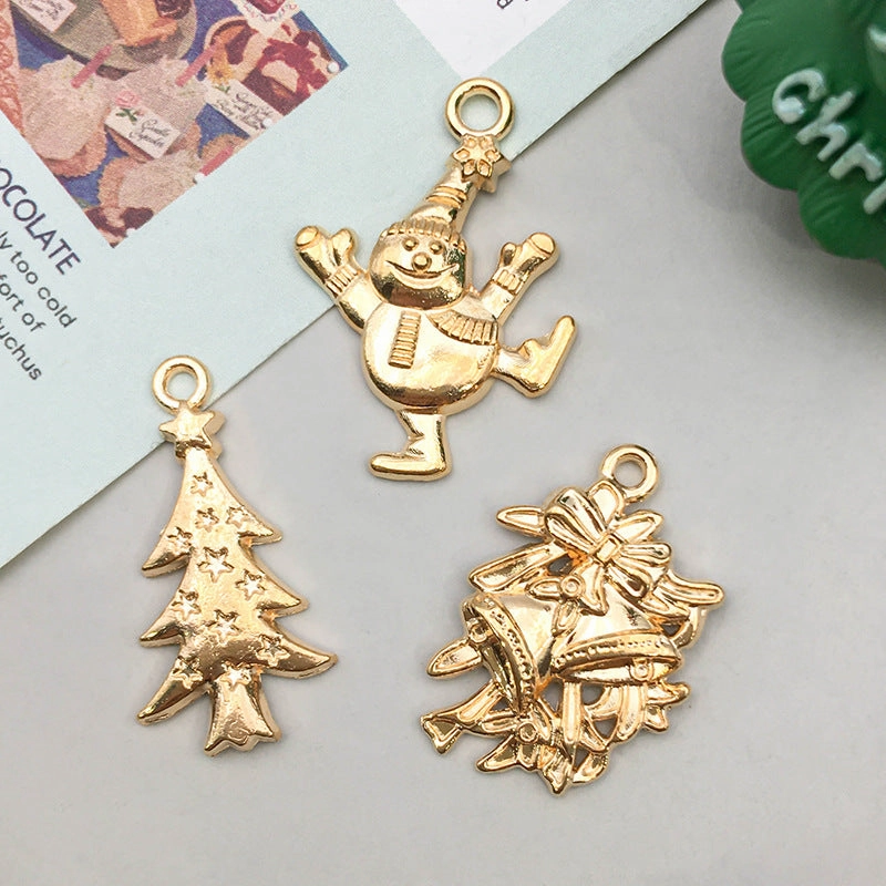 Wholesale 1 KC Gold Alloy Christmas Series Simulation Santa Claus Snowflake DIY Pendant