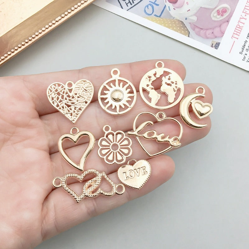 Wholesale 1 KC Gold Alloy Simulation Heart Letter Series DIY Pendant