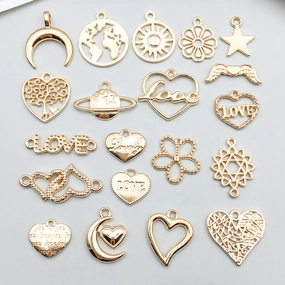 Wholesale 1 KC Gold Alloy Simulation Heart Letter Series DIY Pendant