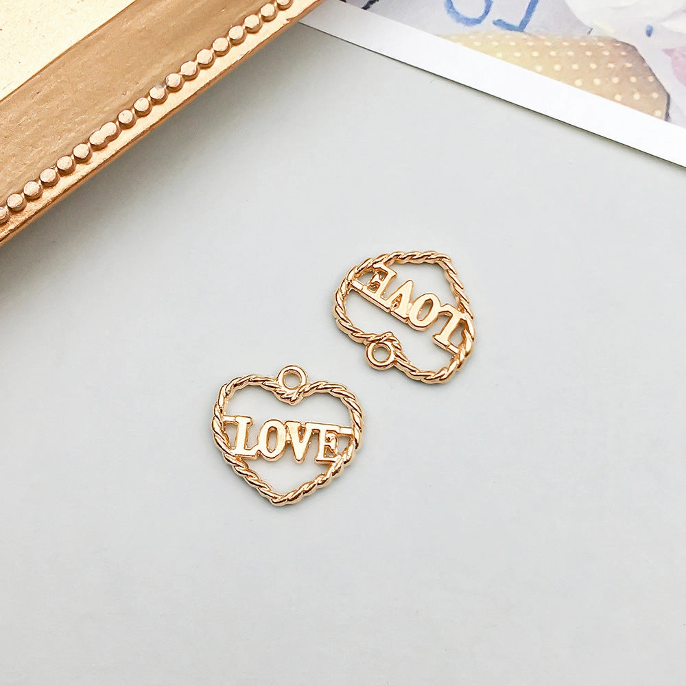 Wholesale 1 KC Gold Alloy Simulation Heart Letter Series DIY Pendant