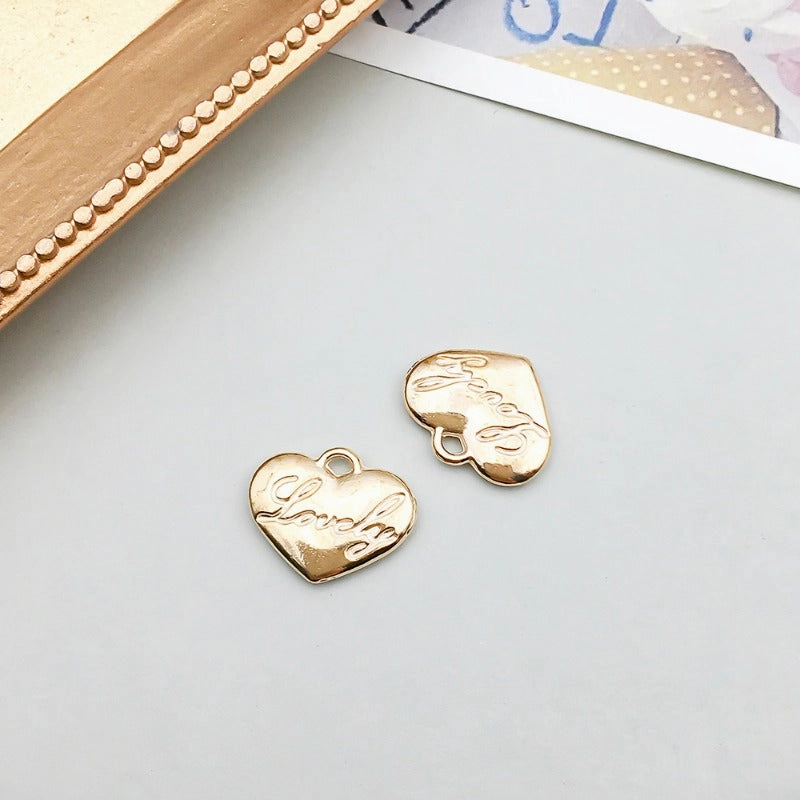 Wholesale 1 KC Gold Alloy Simulation Heart Letter Series DIY Pendant