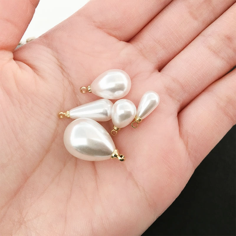 Wholesale 1 KC Gold/white K Water Drop Imitation Pearl Pendant Diy Accessories