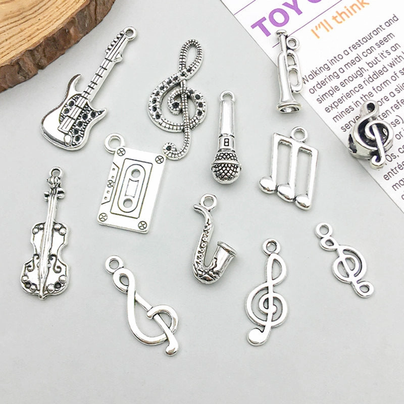 Wholesale 1 New Antique Silver Alloy Simulation Guitar Music Note DIY Pendant