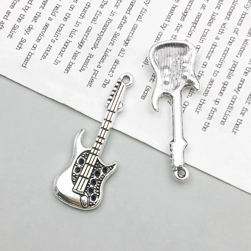 Wholesale 1 New Antique Silver Alloy Simulation Guitar Music Note DIY Pendant