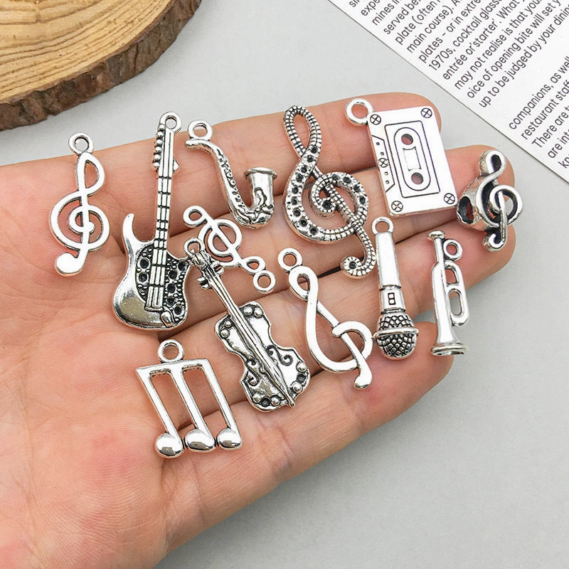 Wholesale 1 New Antique Silver Alloy Simulation Guitar Music Note DIY Pendant