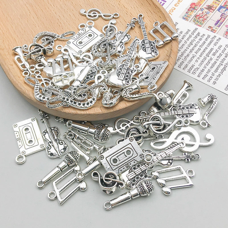 Wholesale 1 New Antique Silver Alloy Simulation Guitar Music Note DIY Pendant