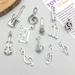 Wholesale 1 New Antique Silver Alloy Simulation Guitar Music Note DIY Pendant