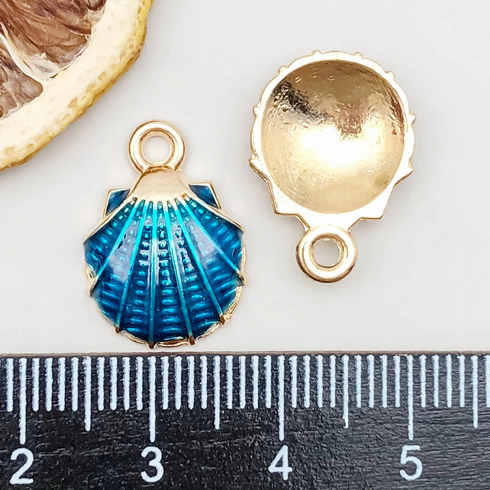 Wholesale 1 New Colored Drip Oil Alloy Simulation Shell Starfish Series DIY Pendant