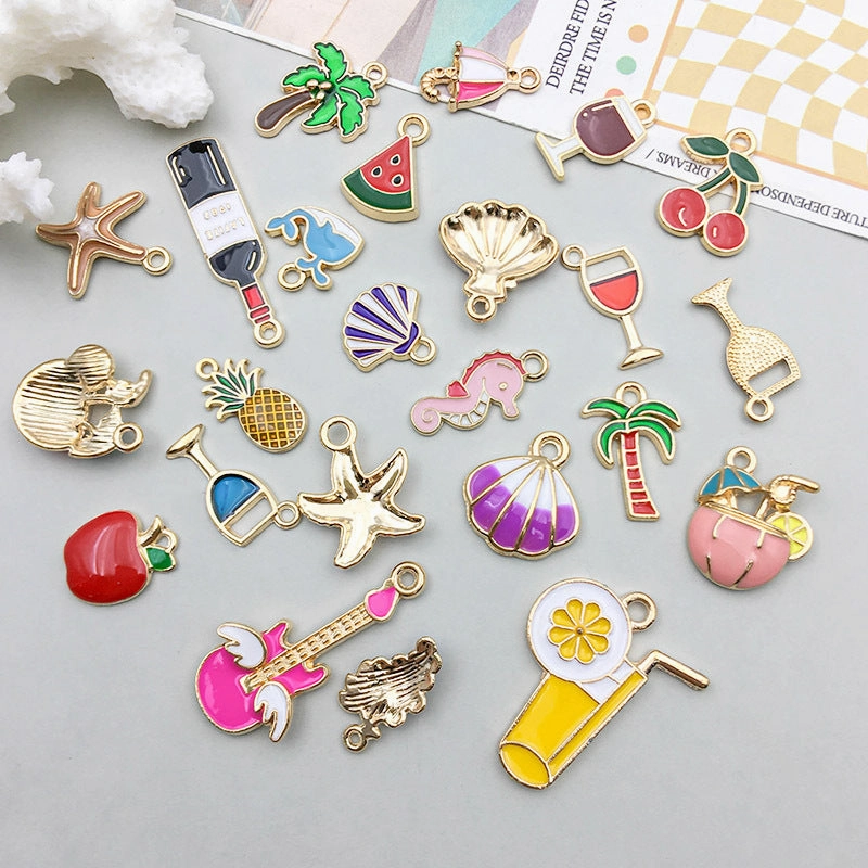 Wholesale 1 New Oil Dripping Alloy Colorful Simulation Apple Cherry DIY Pendant
