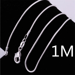 Wholesale 1MM snake bone chain silver-plated necklace