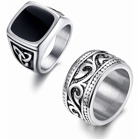 Wholesale 2023 Personalized Retro Pattern Celtic Knot Domineering Totem Titanium Steel Ring