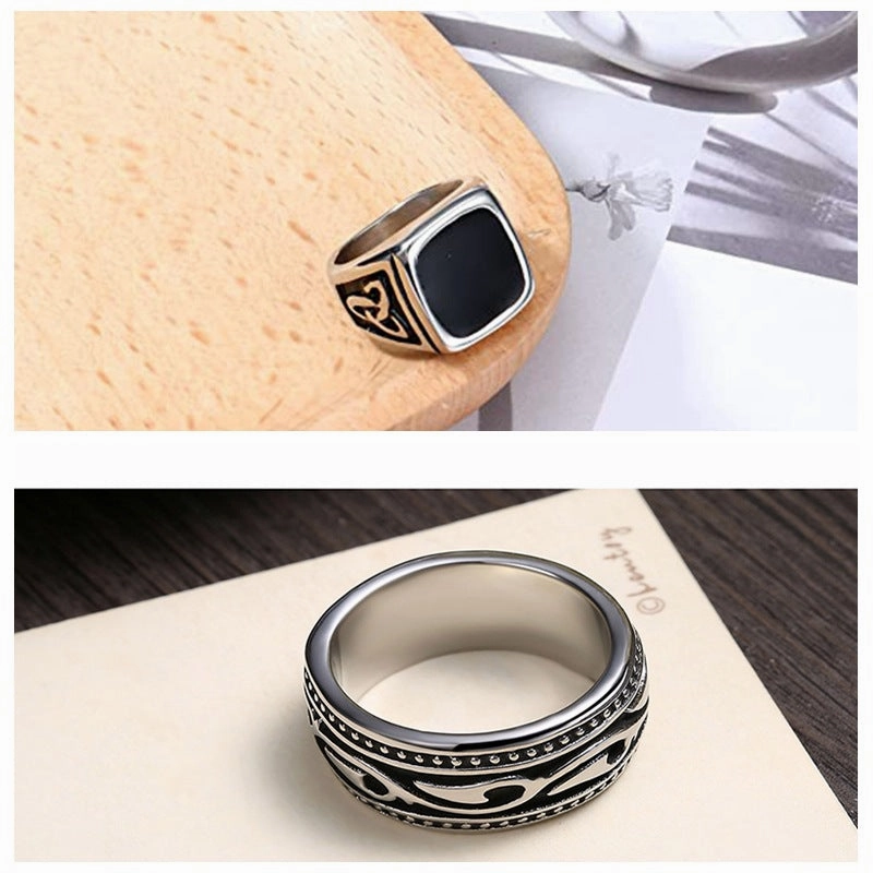 Wholesale 2023 Personalized Retro Pattern Celtic Knot Domineering Totem Titanium Steel Ring