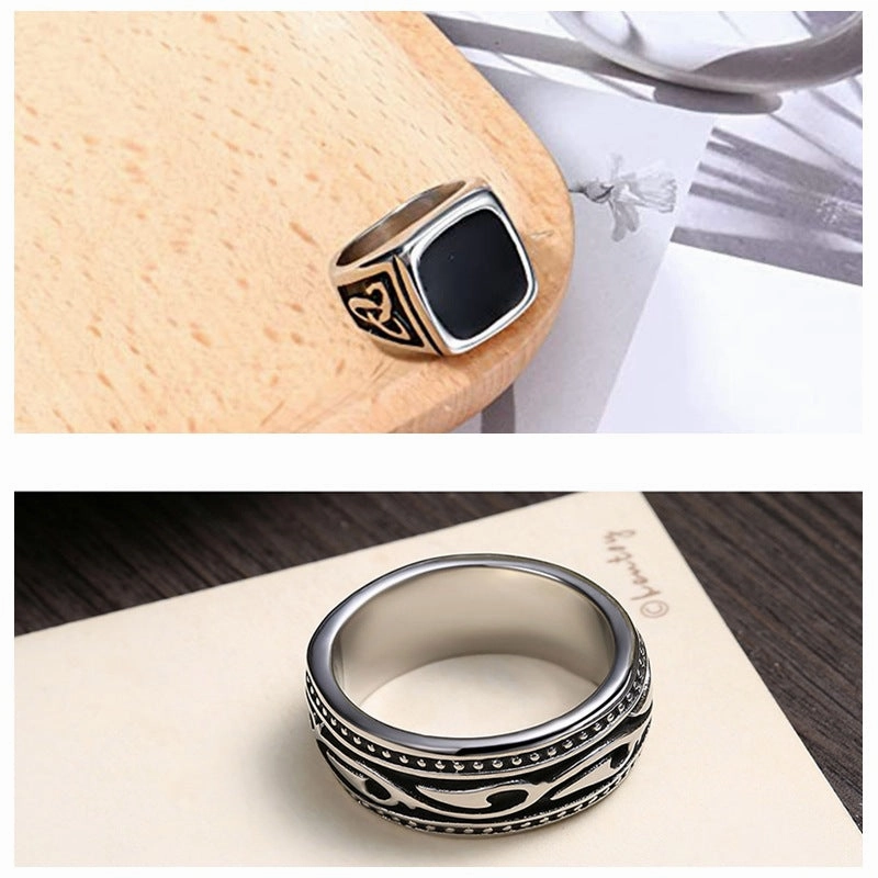 Wholesale 2023 Personalized Retro Pattern Celtic Knot Domineering Totem Titanium Steel Ring