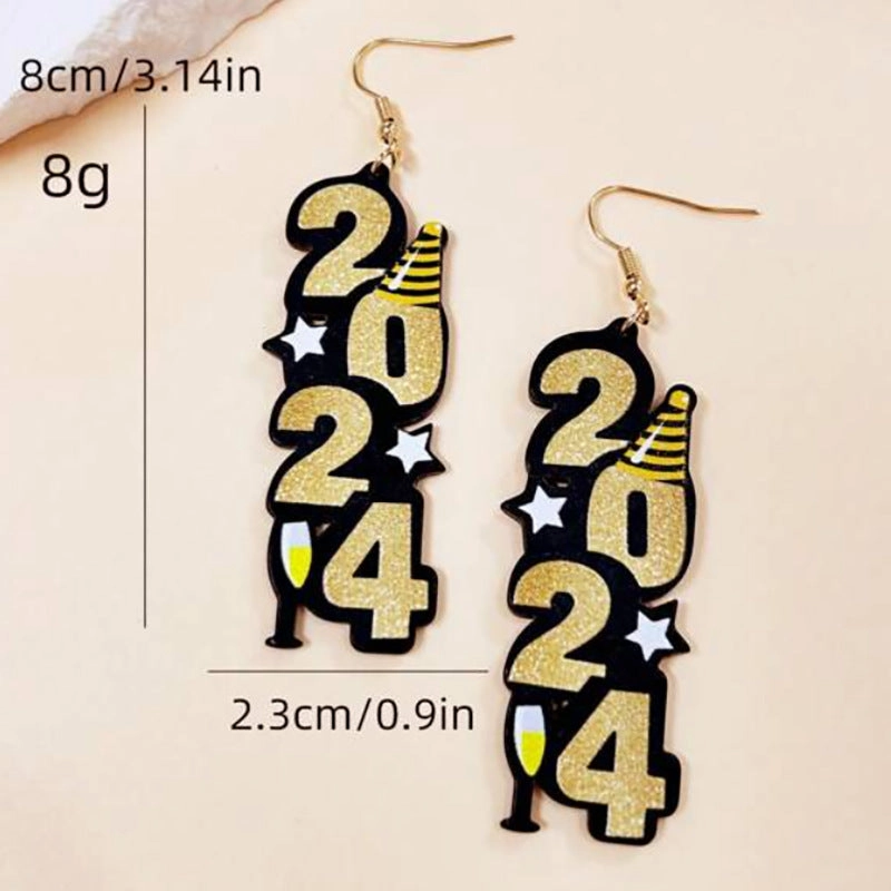 Wholesale 2024 New Year Acrylic Earrings