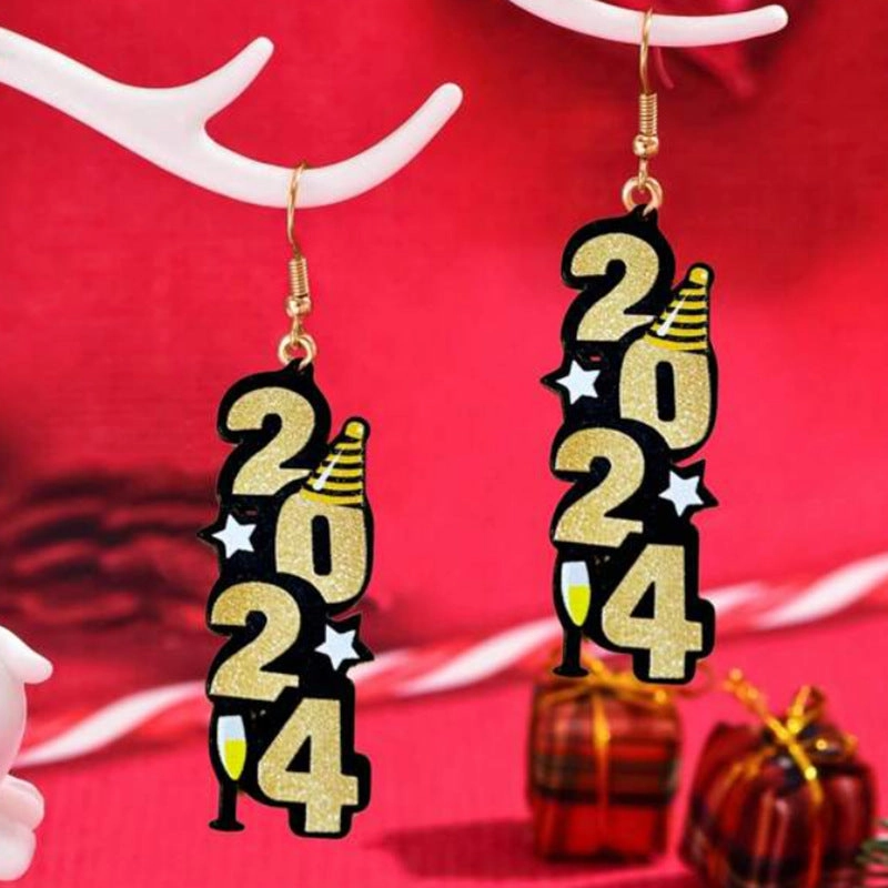 Wholesale 2024 New Year Acrylic Earrings