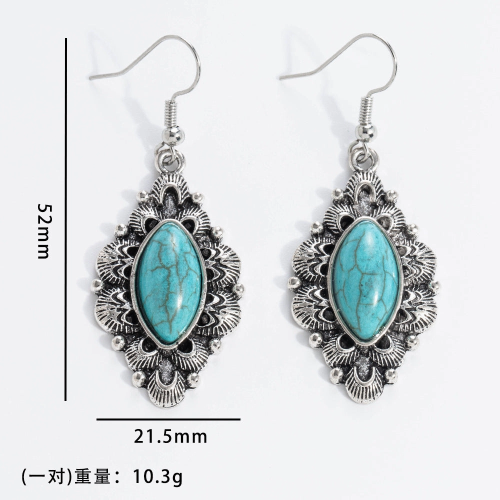 Wholesale 20pcs Bohemian Vintage Turquoise Alloy Earrings