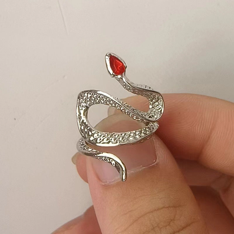 Wholesale 20pcs Snake Silver Jewelry All-match Niche Topaz Snake Ring