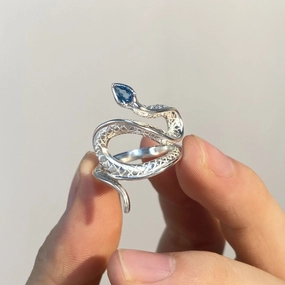 Wholesale 20pcs Snake Silver Jewelry All-match Niche Topaz Snake Ring