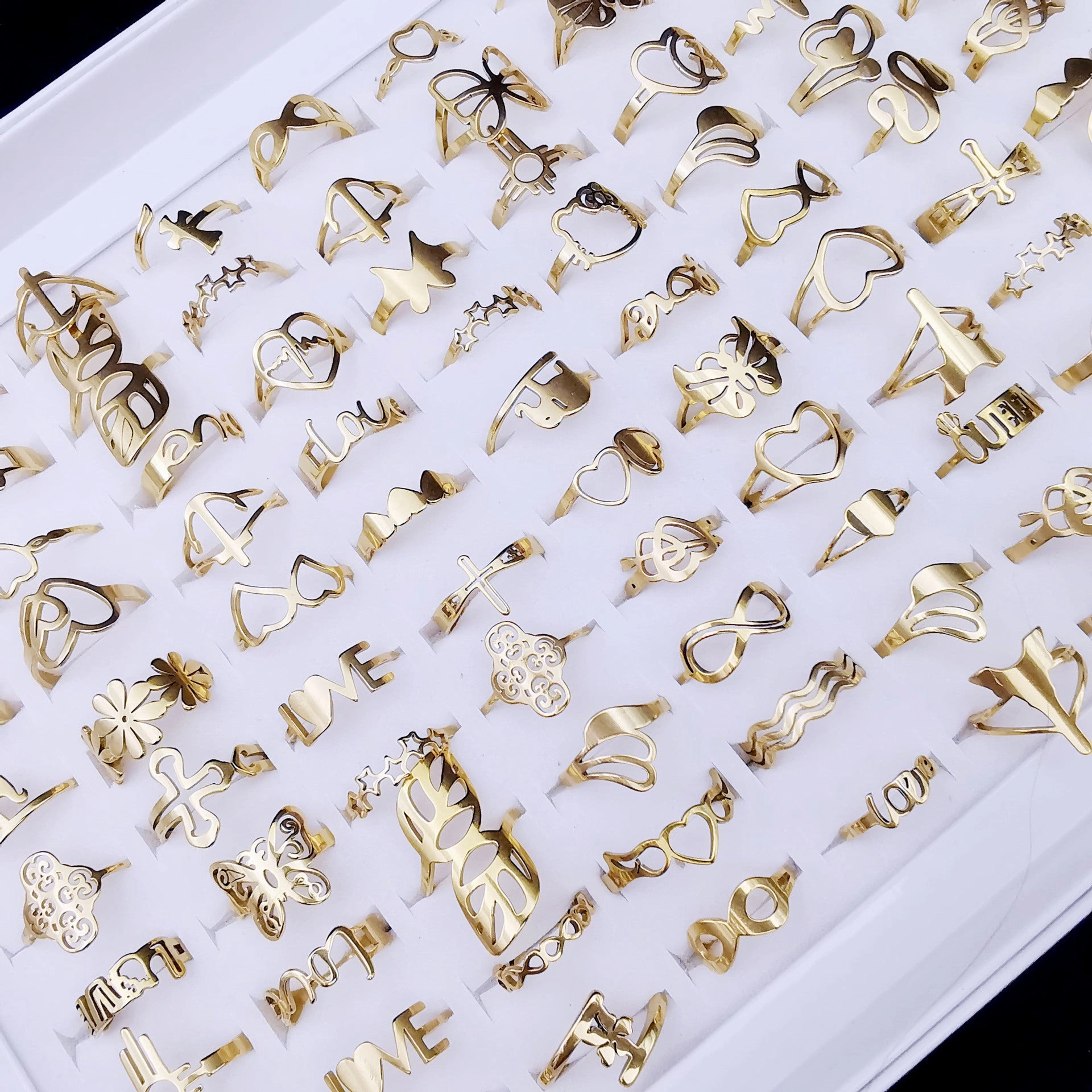 Wholesale 20PCS Stainless Steel Random Style Ring