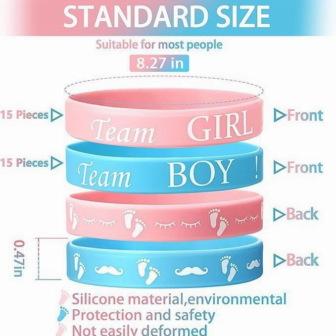 Wholesale  20pcs Team boy Girl Gender Party Silicone Rubber Bracelet