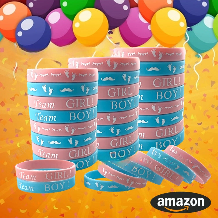Wholesale  20pcs Team boy Girl Gender Party Silicone Rubber Bracelet